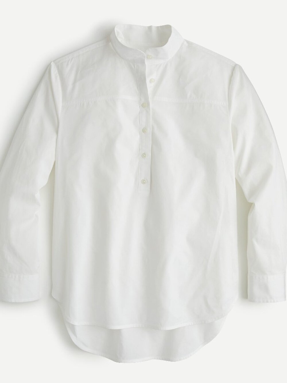 NWT J.Crew Band Collar Popover Tunic White Cotton Poplin Shirt Size 8